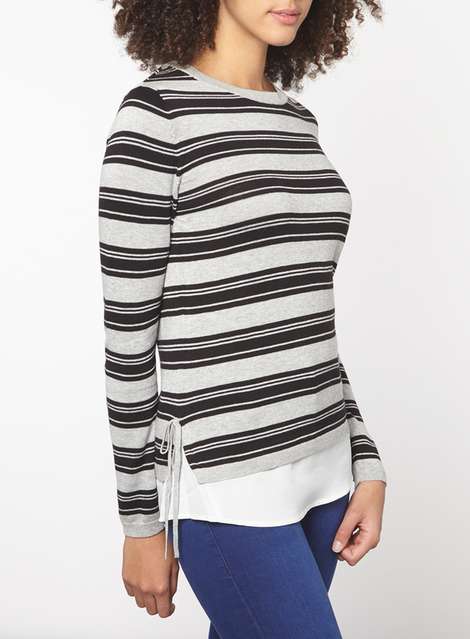 Tall Grey and Black Stripe Tie Side 2-in-1 Jumper